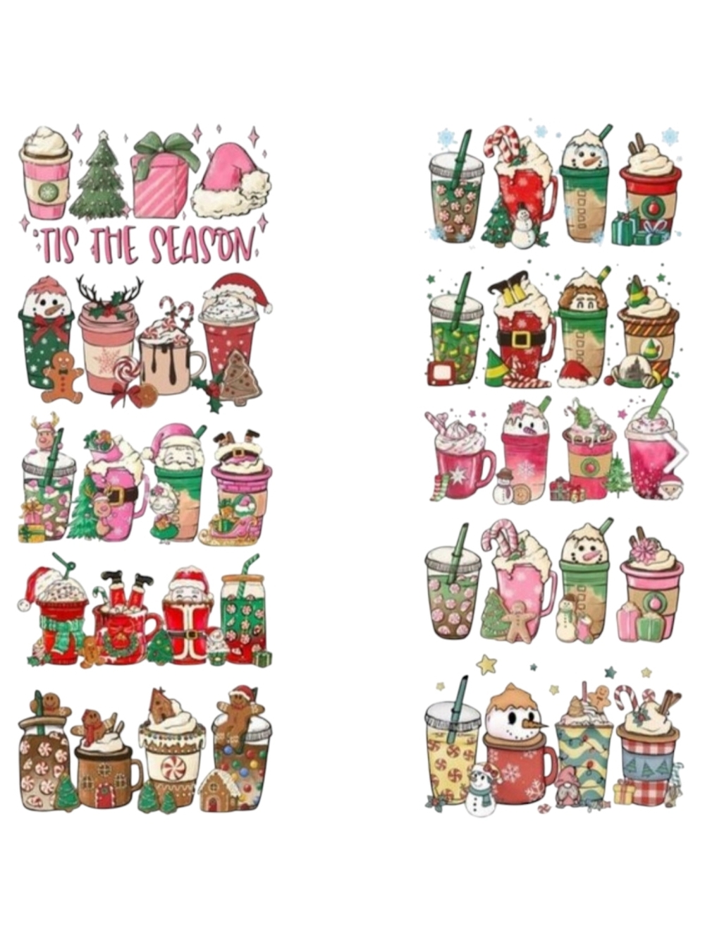 Christmas Crafts UV DTF Wrap Permanent Adhesive Transfer Stickers 10 Sheets/1 Pk